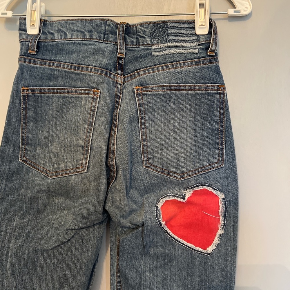 REVICE Denim Heart Detail Zip Up Jeans